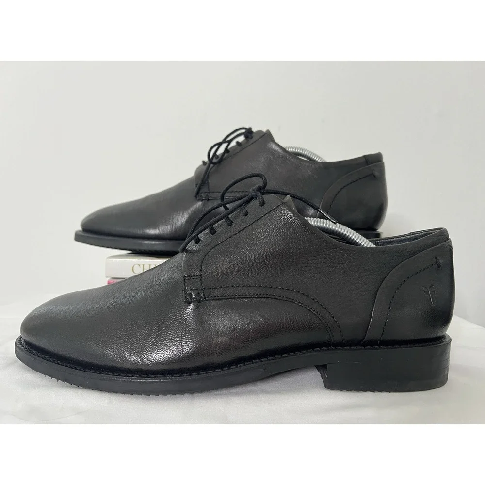 Frye Mens Corey Oxford Lace Up Goat Leather Black Casual Dress Wedding Shoes 11M